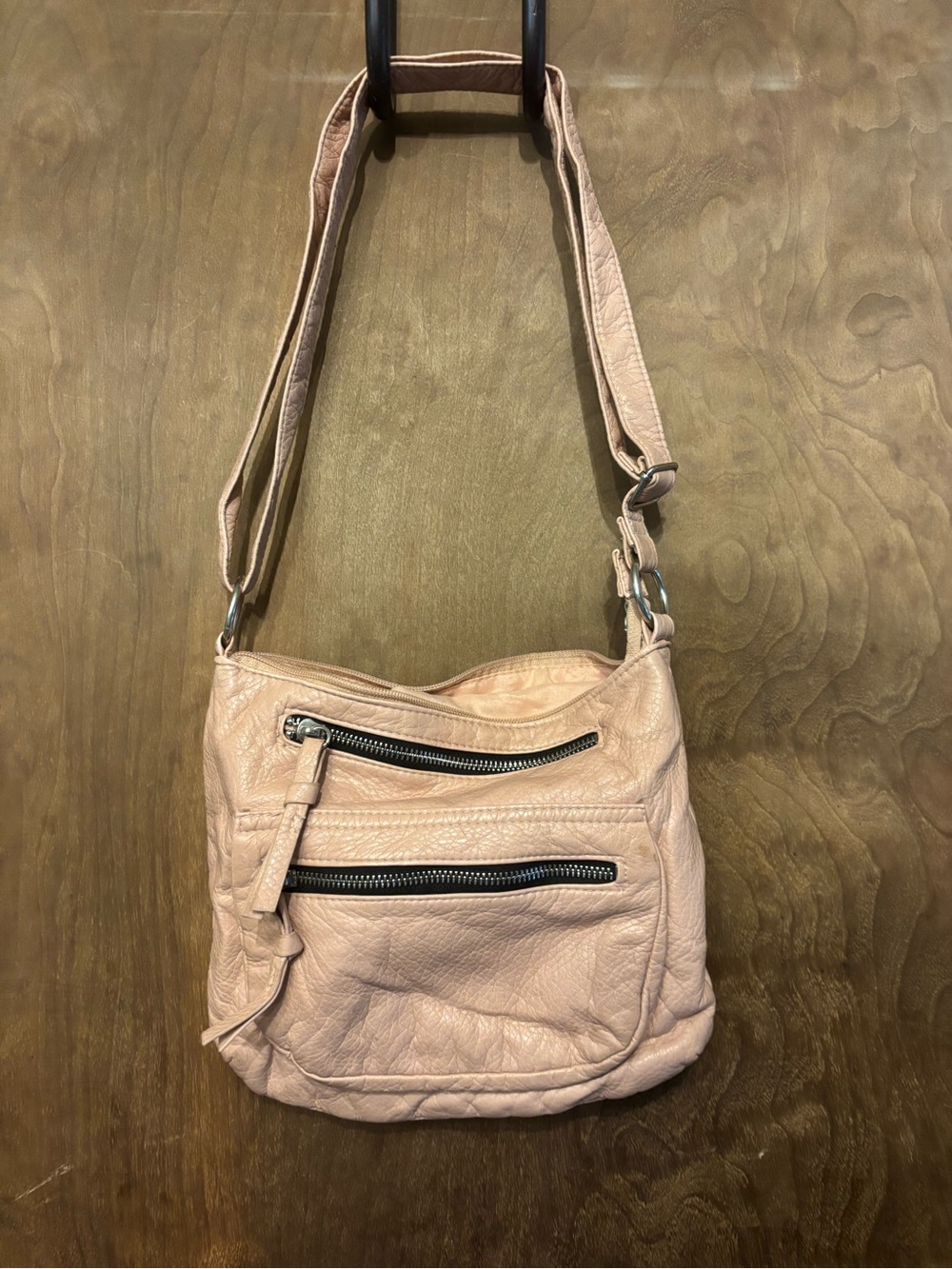 Claire's Blush Pink Crossbody Bag with Dual Zips